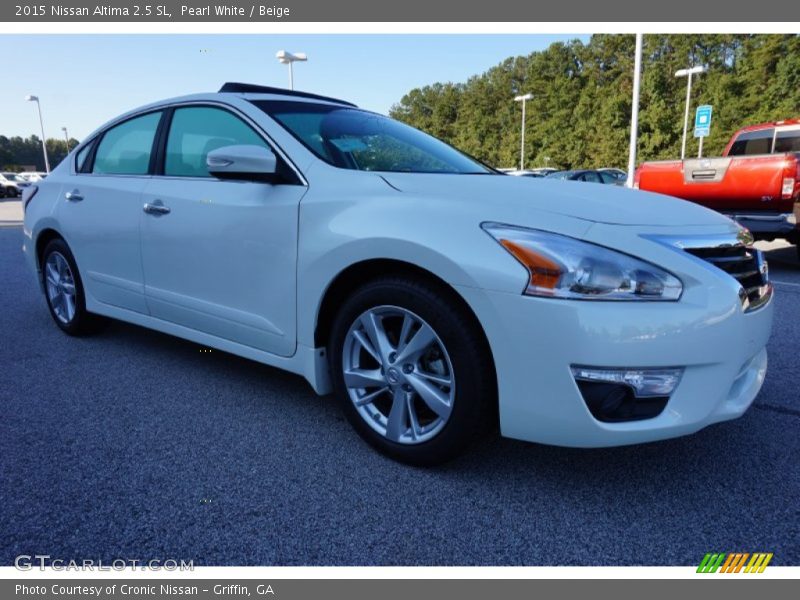 Pearl White / Beige 2015 Nissan Altima 2.5 SL