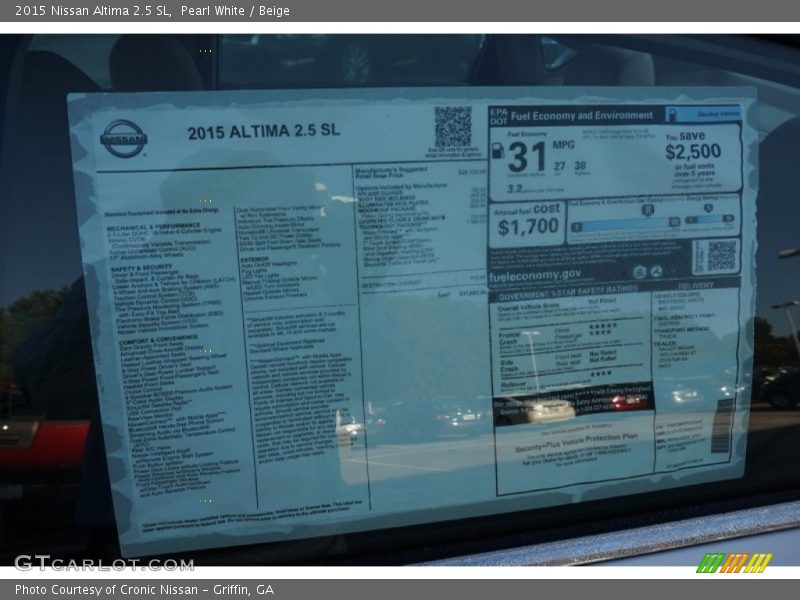 Pearl White / Beige 2015 Nissan Altima 2.5 SL