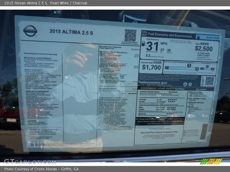 Pearl White / Charcoal 2015 Nissan Altima 2.5 S