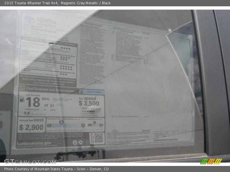 Magnetic Gray Metallic / Black 2015 Toyota 4Runner Trail 4x4