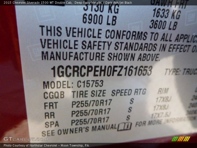 Deep Ruby Metallic / Dark Ash/Jet Black 2015 Chevrolet Silverado 1500 WT Double Cab