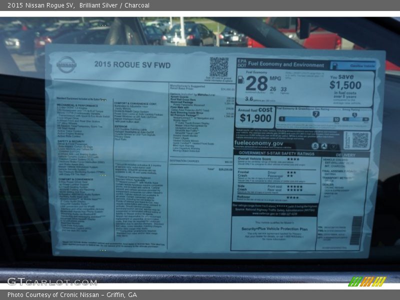  2015 Rogue SV Window Sticker