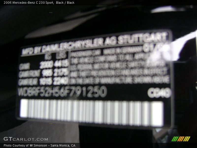 Black / Black 2006 Mercedes-Benz C 230 Sport