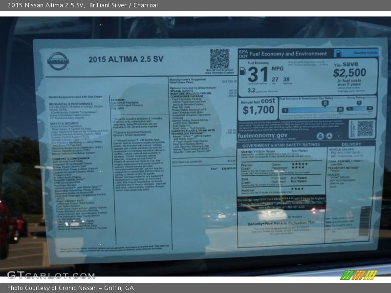 Brilliant Silver / Charcoal 2015 Nissan Altima 2.5 SV