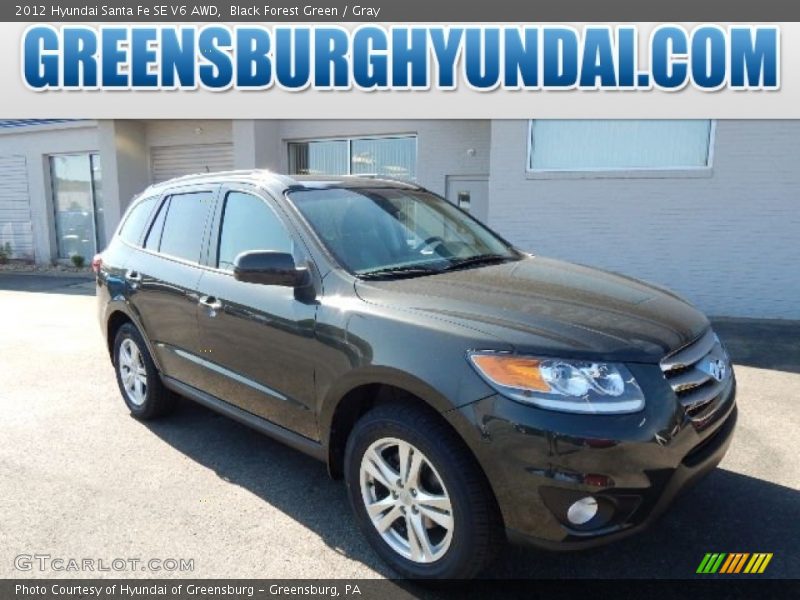 Black Forest Green / Gray 2012 Hyundai Santa Fe SE V6 AWD