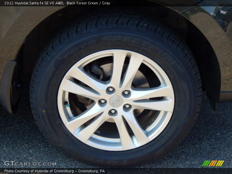Black Forest Green / Gray 2012 Hyundai Santa Fe SE V6 AWD