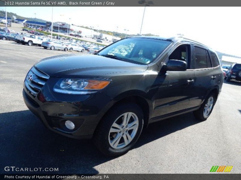 Black Forest Green / Gray 2012 Hyundai Santa Fe SE V6 AWD