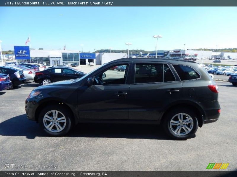 Black Forest Green / Gray 2012 Hyundai Santa Fe SE V6 AWD