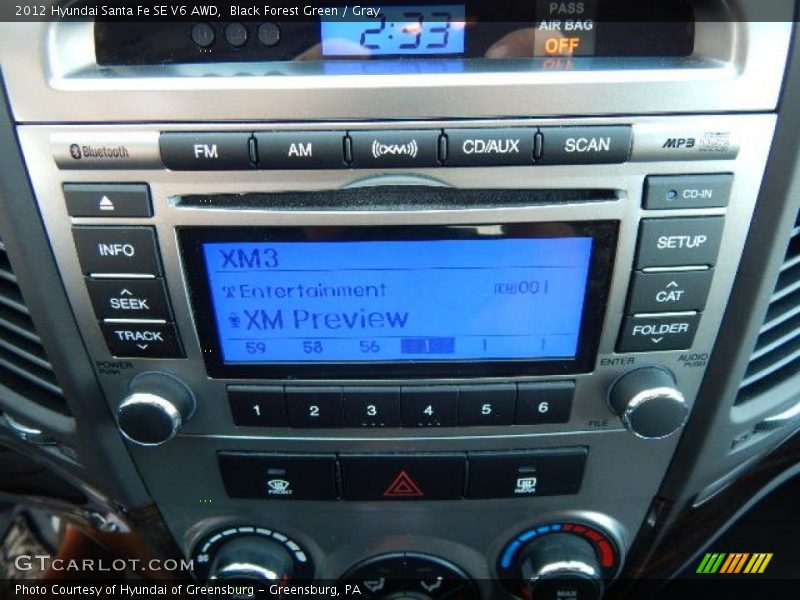 Black Forest Green / Gray 2012 Hyundai Santa Fe SE V6 AWD
