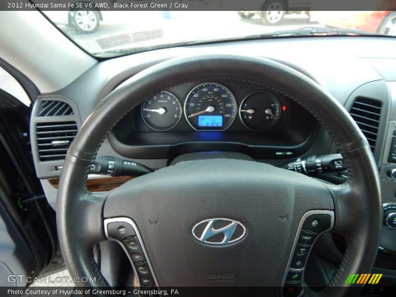 Black Forest Green / Gray 2012 Hyundai Santa Fe SE V6 AWD