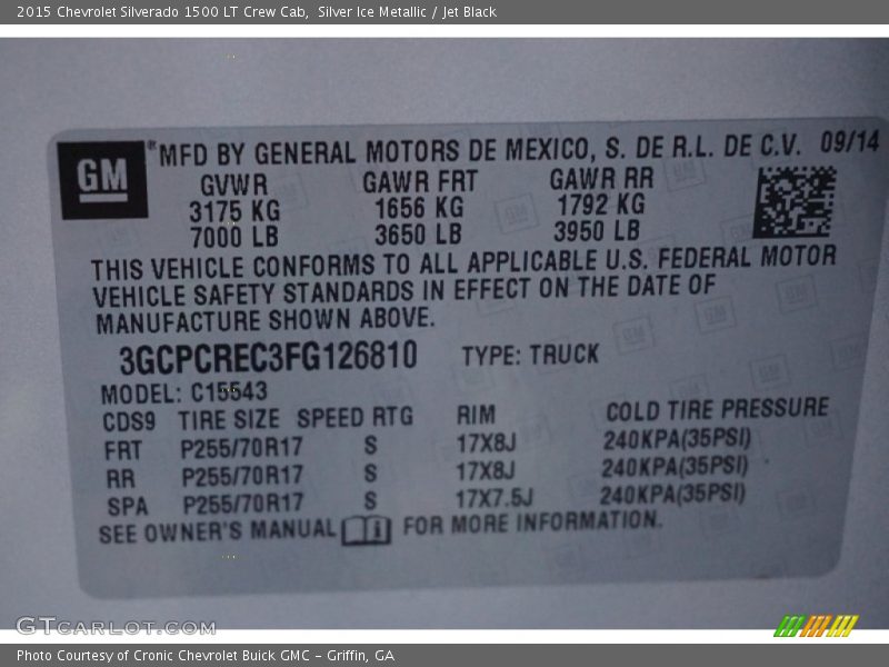 Silver Ice Metallic / Jet Black 2015 Chevrolet Silverado 1500 LT Crew Cab