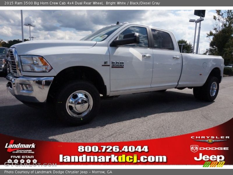 Bright White / Black/Diesel Gray 2015 Ram 3500 Big Horn Crew Cab 4x4 Dual Rear Wheel