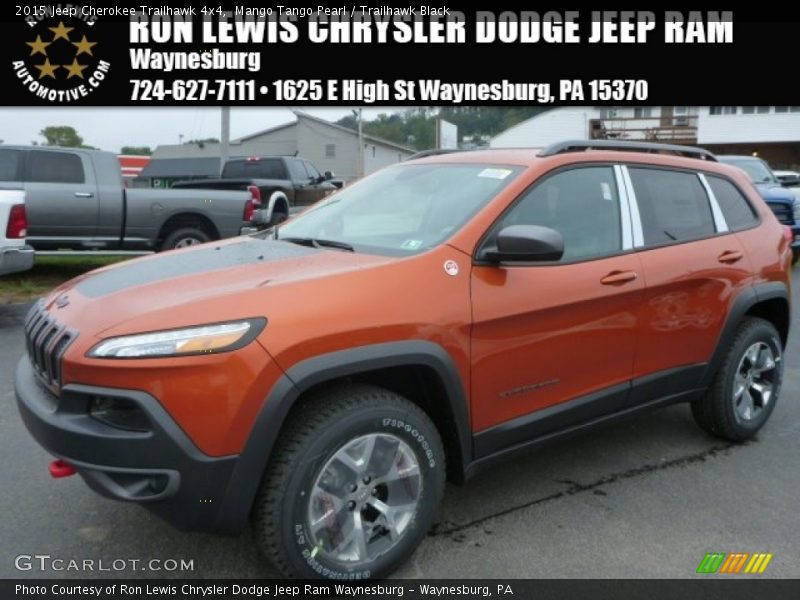 Mango Tango Pearl / Trailhawk Black 2015 Jeep Cherokee Trailhawk 4x4