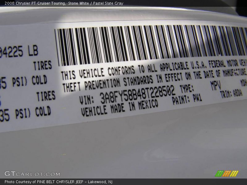 Stone White / Pastel Slate Gray 2008 Chrysler PT Cruiser Touring