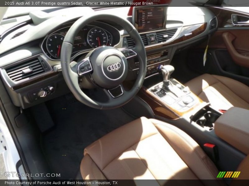 Glacier White Metallic / Nougat Brown 2015 Audi A6 3.0T Prestige quattro Sedan