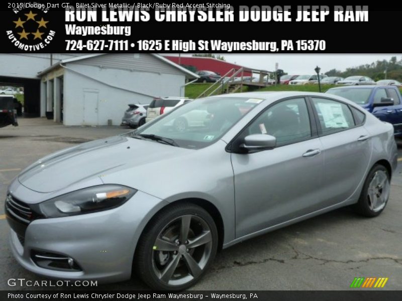 Billet Silver Metallic / Black/Ruby Red Accent Stitching 2015 Dodge Dart GT