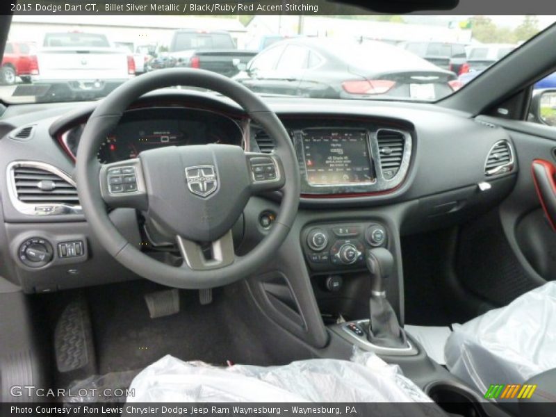 Billet Silver Metallic / Black/Ruby Red Accent Stitching 2015 Dodge Dart GT