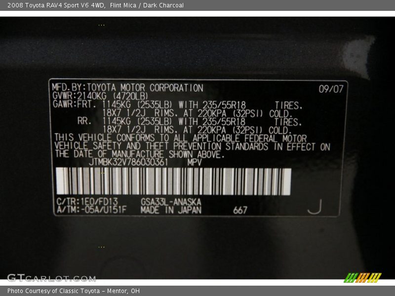 Flint Mica / Dark Charcoal 2008 Toyota RAV4 Sport V6 4WD