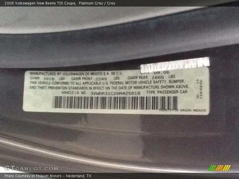 Platinum Grey / Grey 2006 Volkswagen New Beetle TDI Coupe