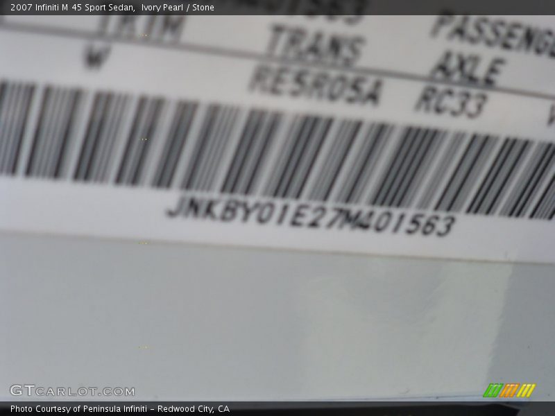 Ivory Pearl / Stone 2007 Infiniti M 45 Sport Sedan