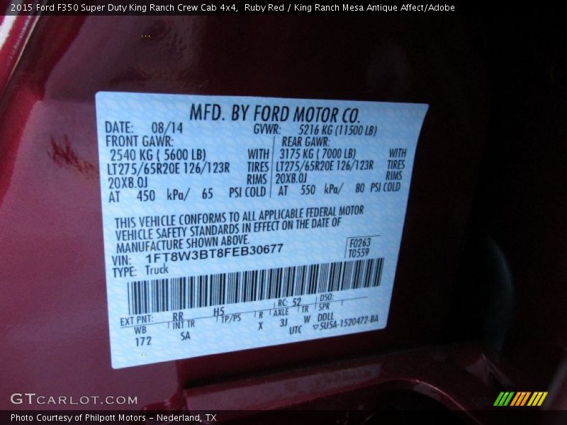 Ruby Red / King Ranch Mesa Antique Affect/Adobe 2015 Ford F350 Super Duty King Ranch Crew Cab 4x4