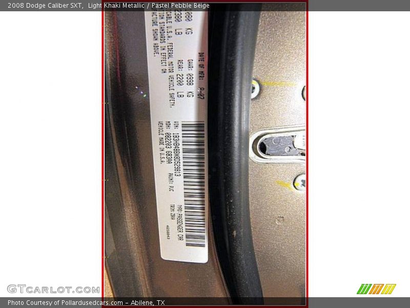 Light Khaki Metallic / Pastel Pebble Beige 2008 Dodge Caliber SXT