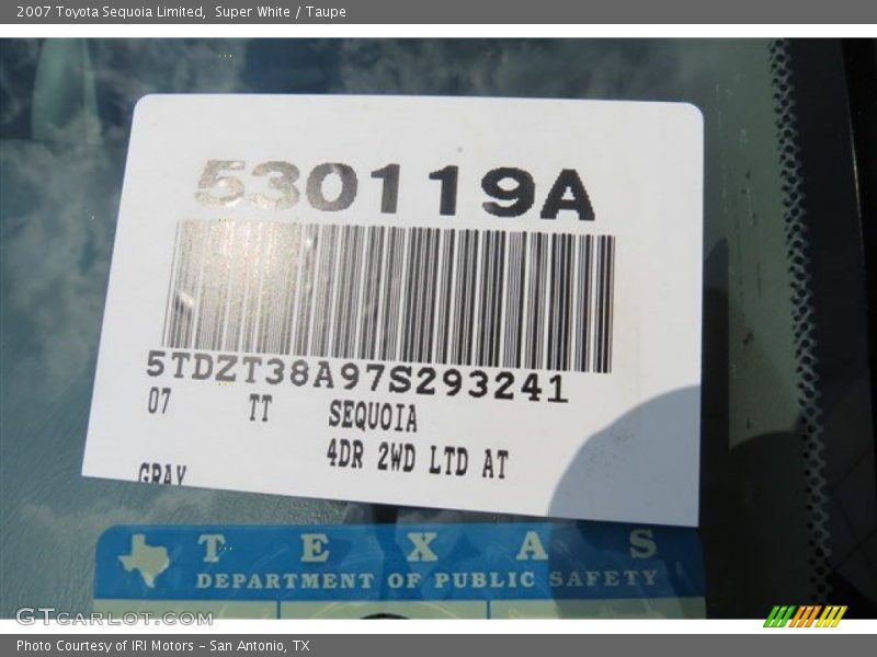Super White / Taupe 2007 Toyota Sequoia Limited