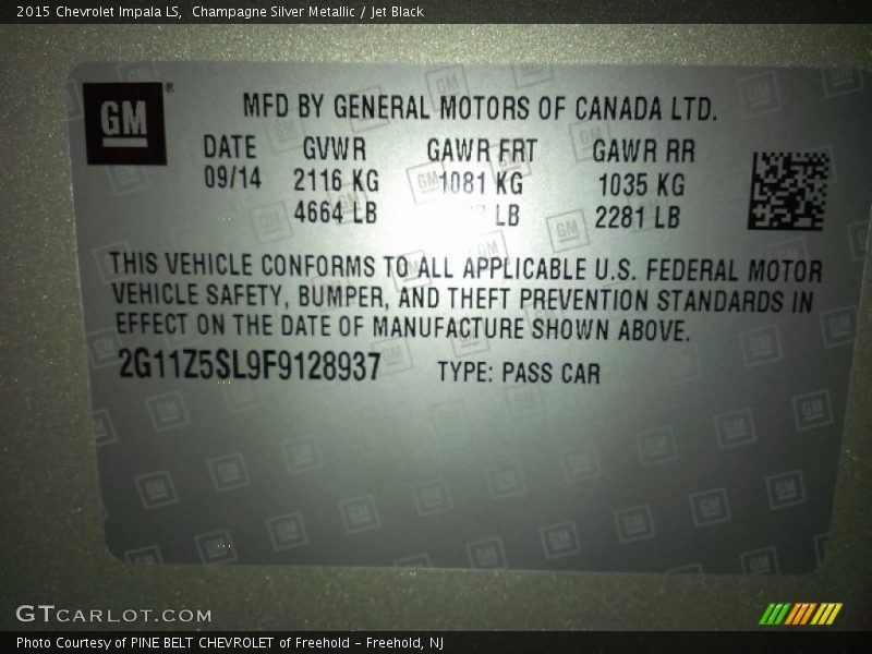 Champagne Silver Metallic / Jet Black 2015 Chevrolet Impala LS