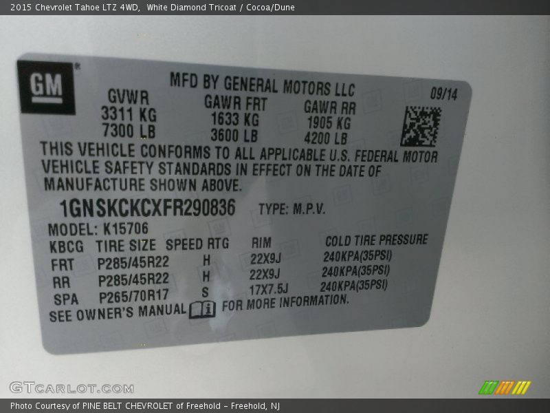 White Diamond Tricoat / Cocoa/Dune 2015 Chevrolet Tahoe LTZ 4WD