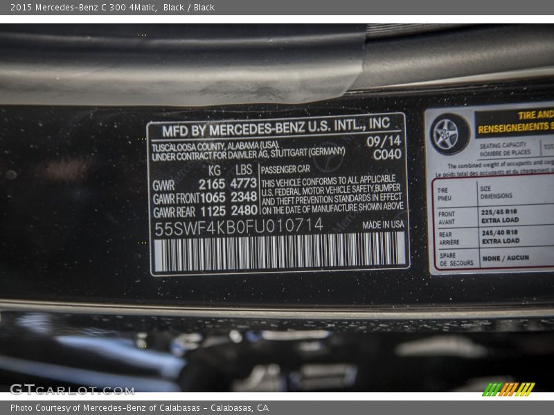 Black / Black 2015 Mercedes-Benz C 300 4Matic