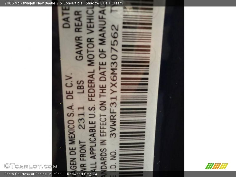 Shadow Blue / Cream 2006 Volkswagen New Beetle 2.5 Convertible
