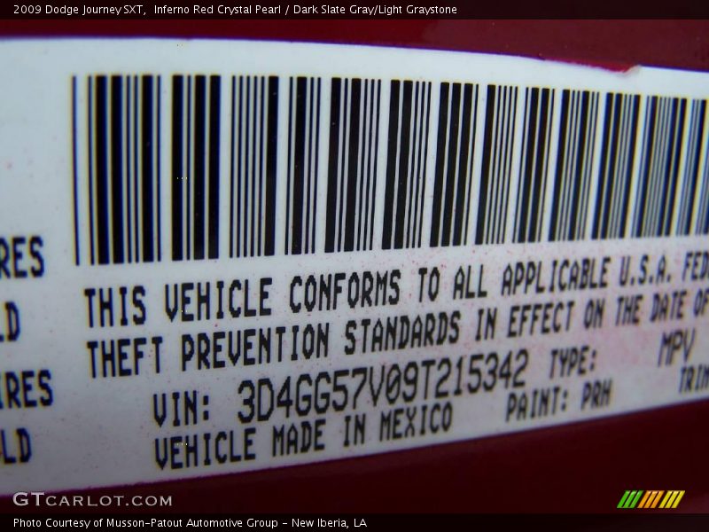 Inferno Red Crystal Pearl / Dark Slate Gray/Light Graystone 2009 Dodge Journey SXT