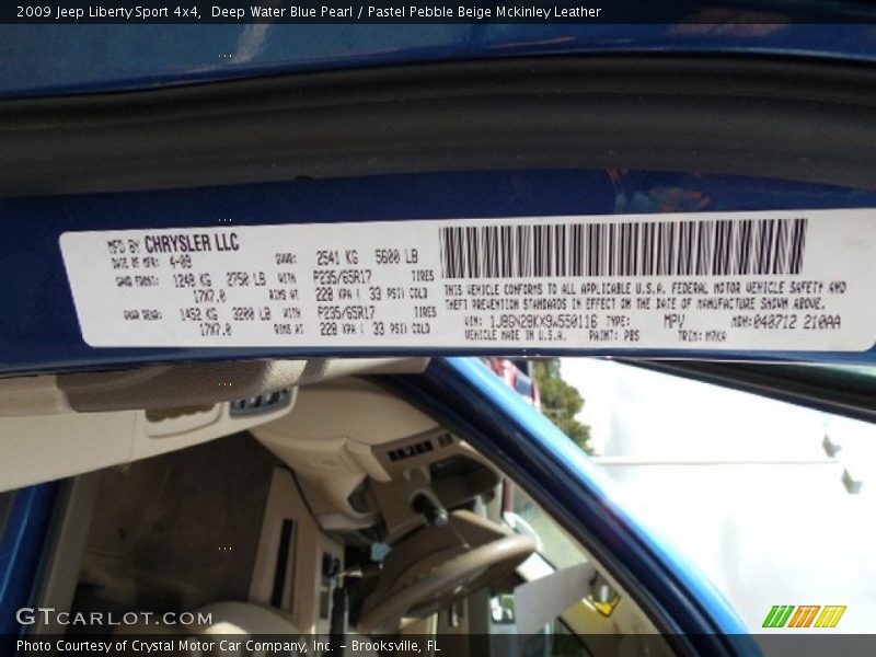 Deep Water Blue Pearl / Pastel Pebble Beige Mckinley Leather 2009 Jeep Liberty Sport 4x4