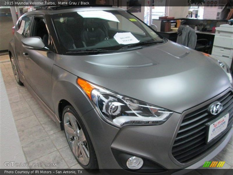 Matte Gray / Black 2015 Hyundai Veloster Turbo