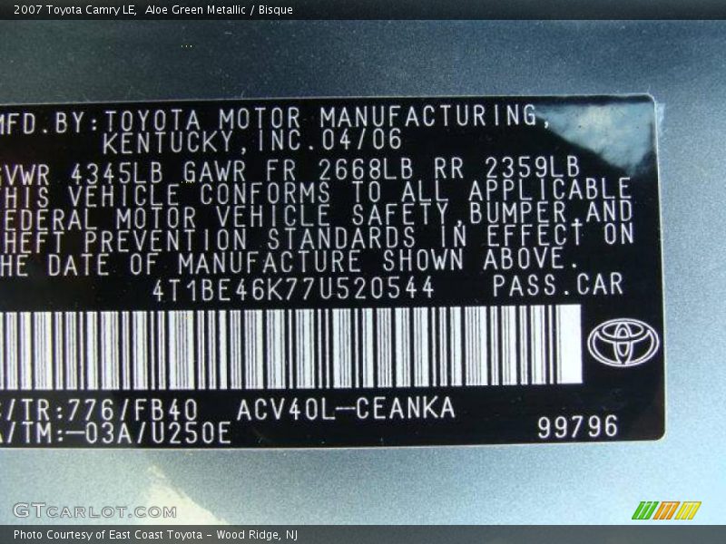 Aloe Green Metallic / Bisque 2007 Toyota Camry LE