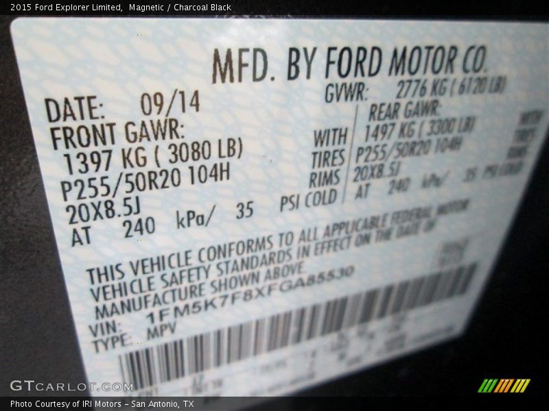 Magnetic / Charcoal Black 2015 Ford Explorer Limited