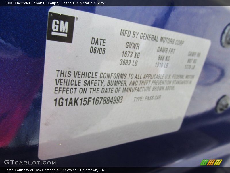 Laser Blue Metallic / Gray 2006 Chevrolet Cobalt LS Coupe