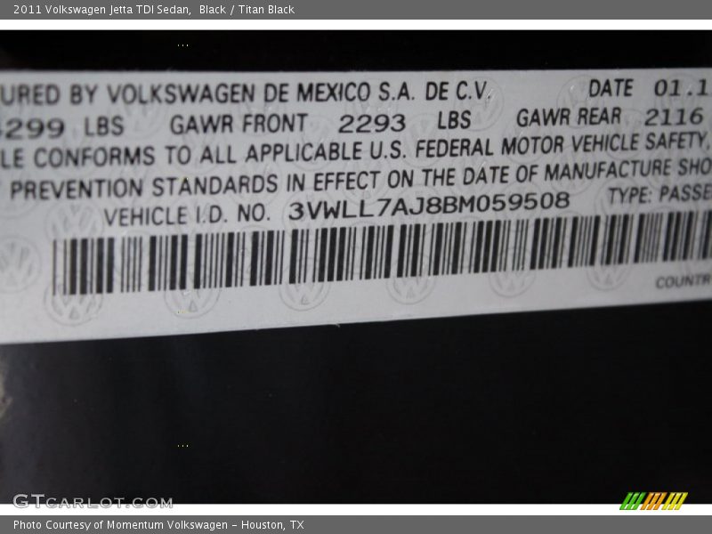 Black / Titan Black 2011 Volkswagen Jetta TDI Sedan