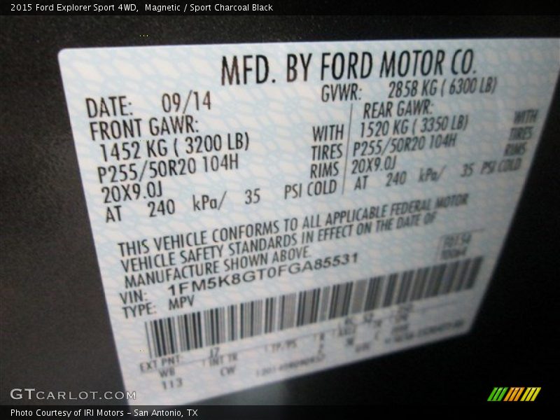 Magnetic / Sport Charcoal Black 2015 Ford Explorer Sport 4WD