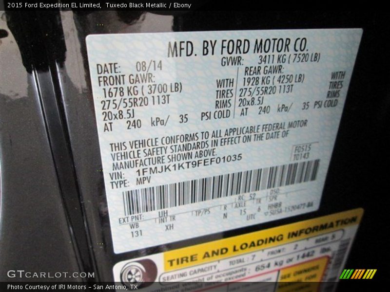 2015 Expedition EL Limited Tuxedo Black Metallic Color Code UH