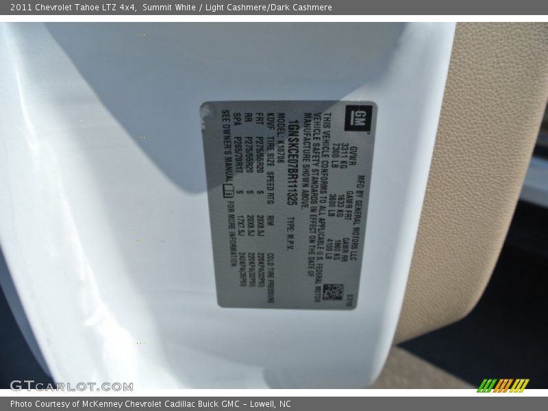 Summit White / Light Cashmere/Dark Cashmere 2011 Chevrolet Tahoe LTZ 4x4