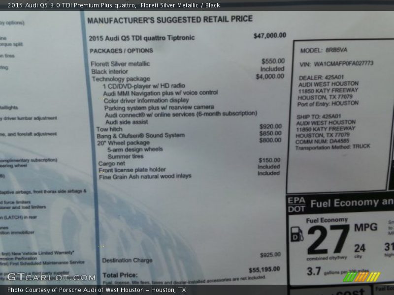 Florett Silver Metallic / Black 2015 Audi Q5 3.0 TDI Premium Plus quattro