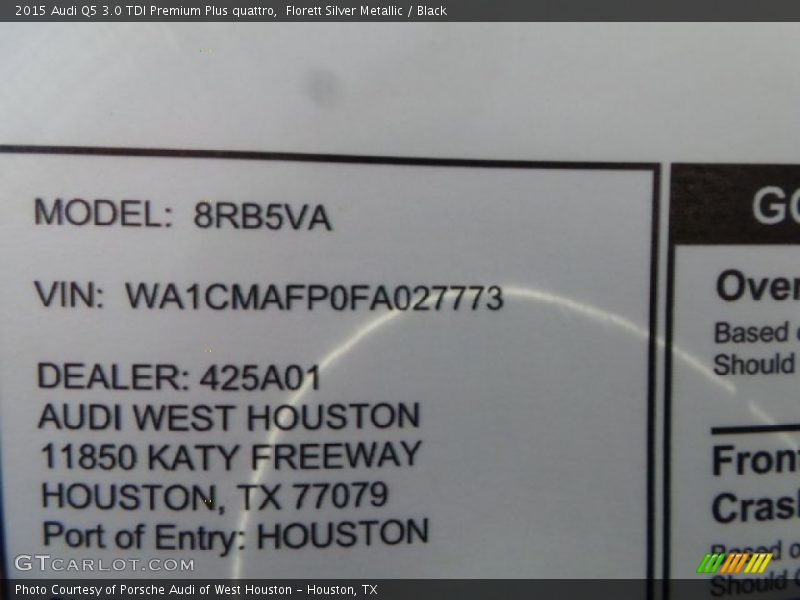 Florett Silver Metallic / Black 2015 Audi Q5 3.0 TDI Premium Plus quattro