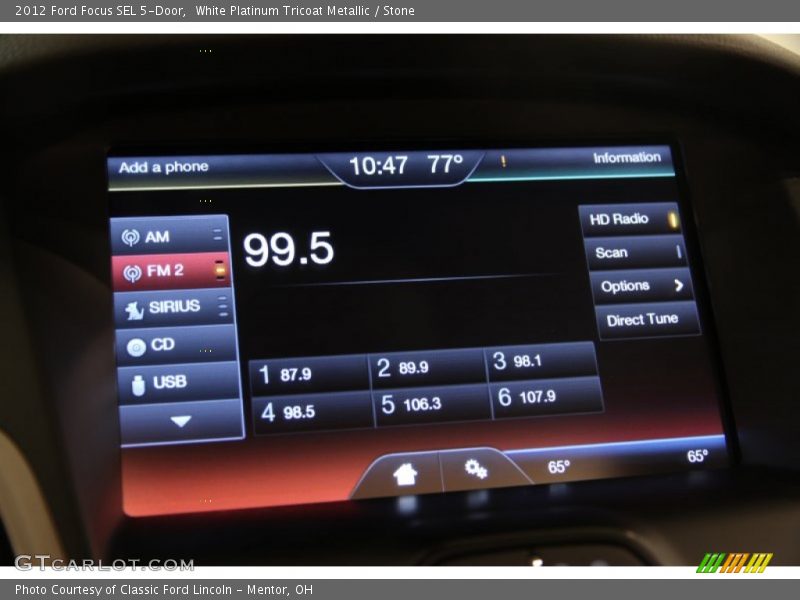 White Platinum Tricoat Metallic / Stone 2012 Ford Focus SEL 5-Door