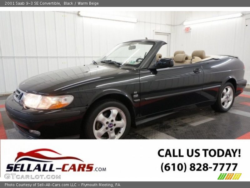 Black / Warm Beige 2001 Saab 9-3 SE Convertible