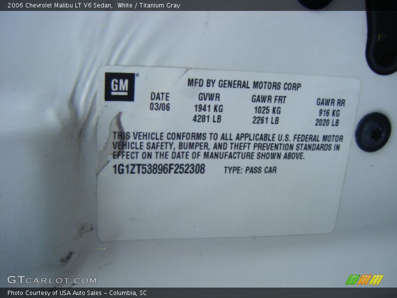 White / Titanium Gray 2006 Chevrolet Malibu LT V6 Sedan