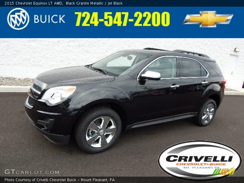 Black Granite Metallic / Jet Black 2015 Chevrolet Equinox LT AWD