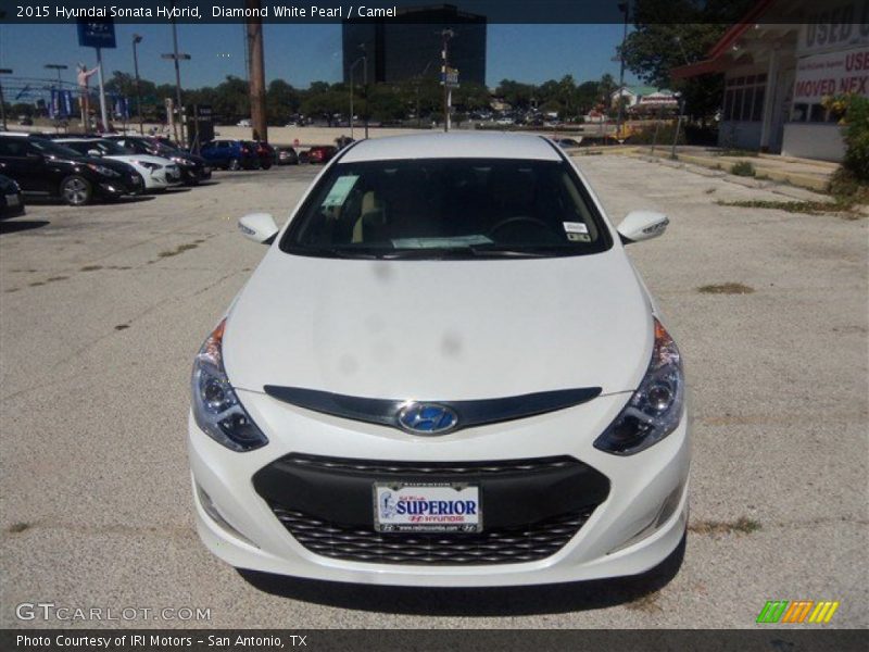 Diamond White Pearl / Camel 2015 Hyundai Sonata Hybrid