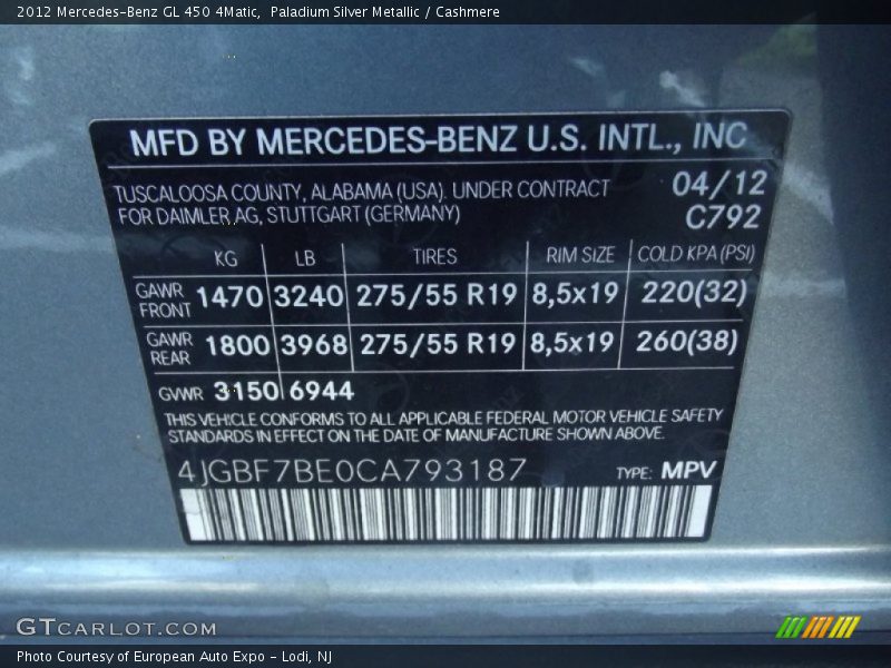 Paladium Silver Metallic / Cashmere 2012 Mercedes-Benz GL 450 4Matic