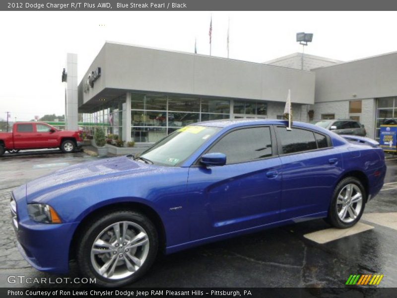 Blue Streak Pearl / Black 2012 Dodge Charger R/T Plus AWD